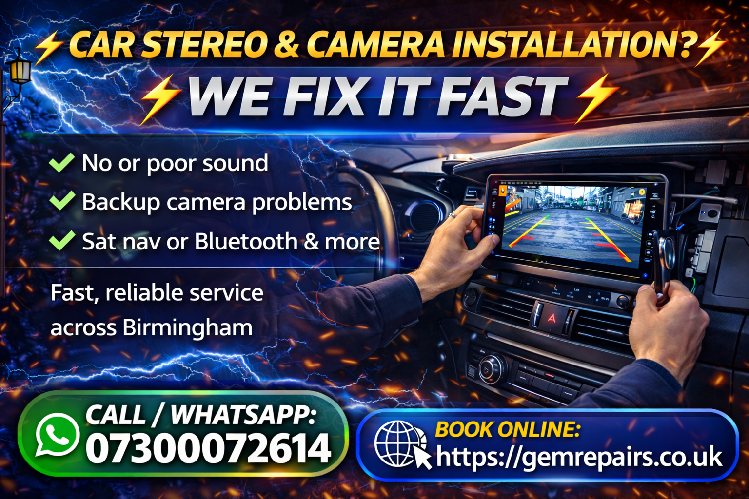 Car stereo and camera installation