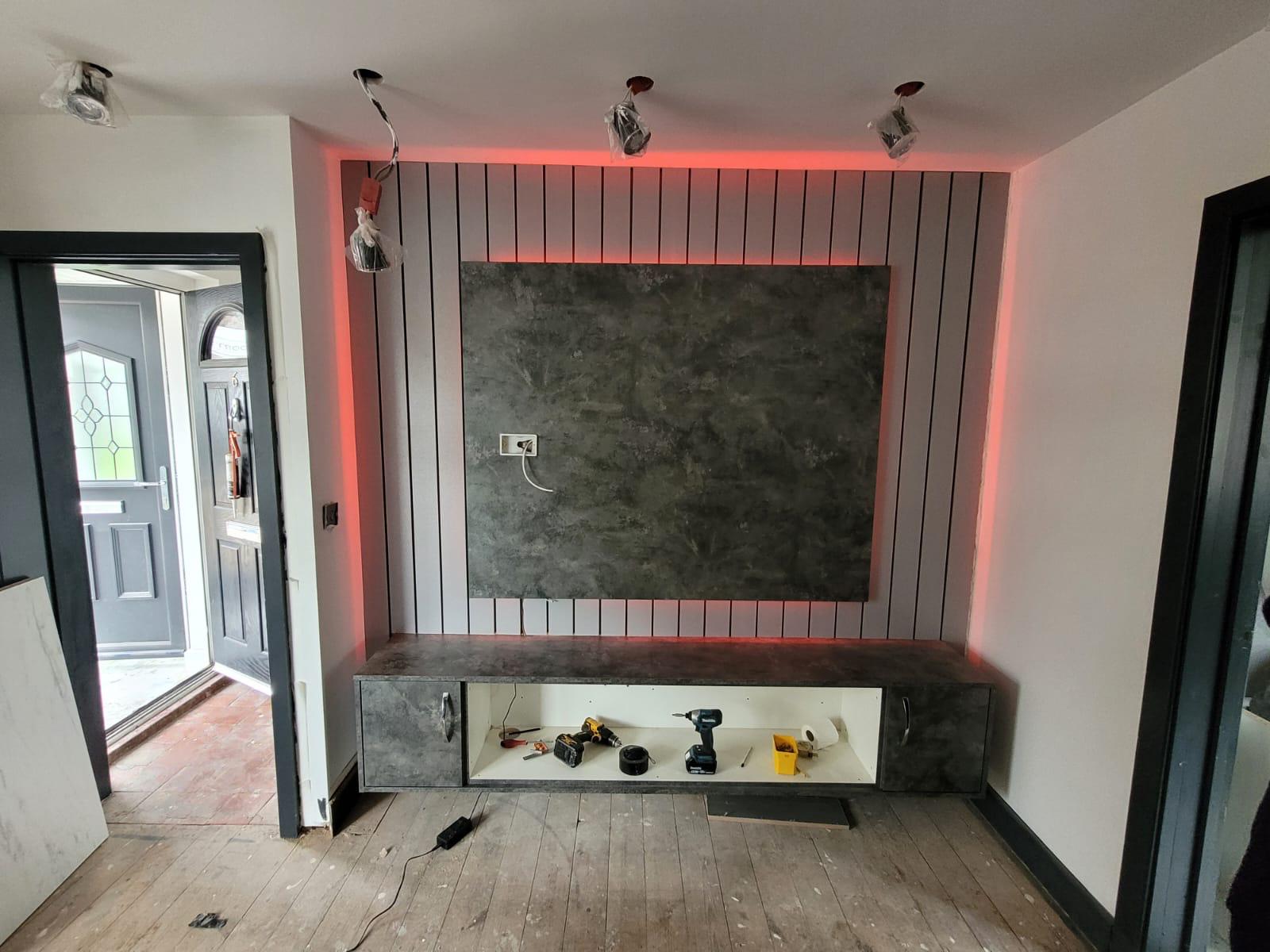 Stylish media wall installation