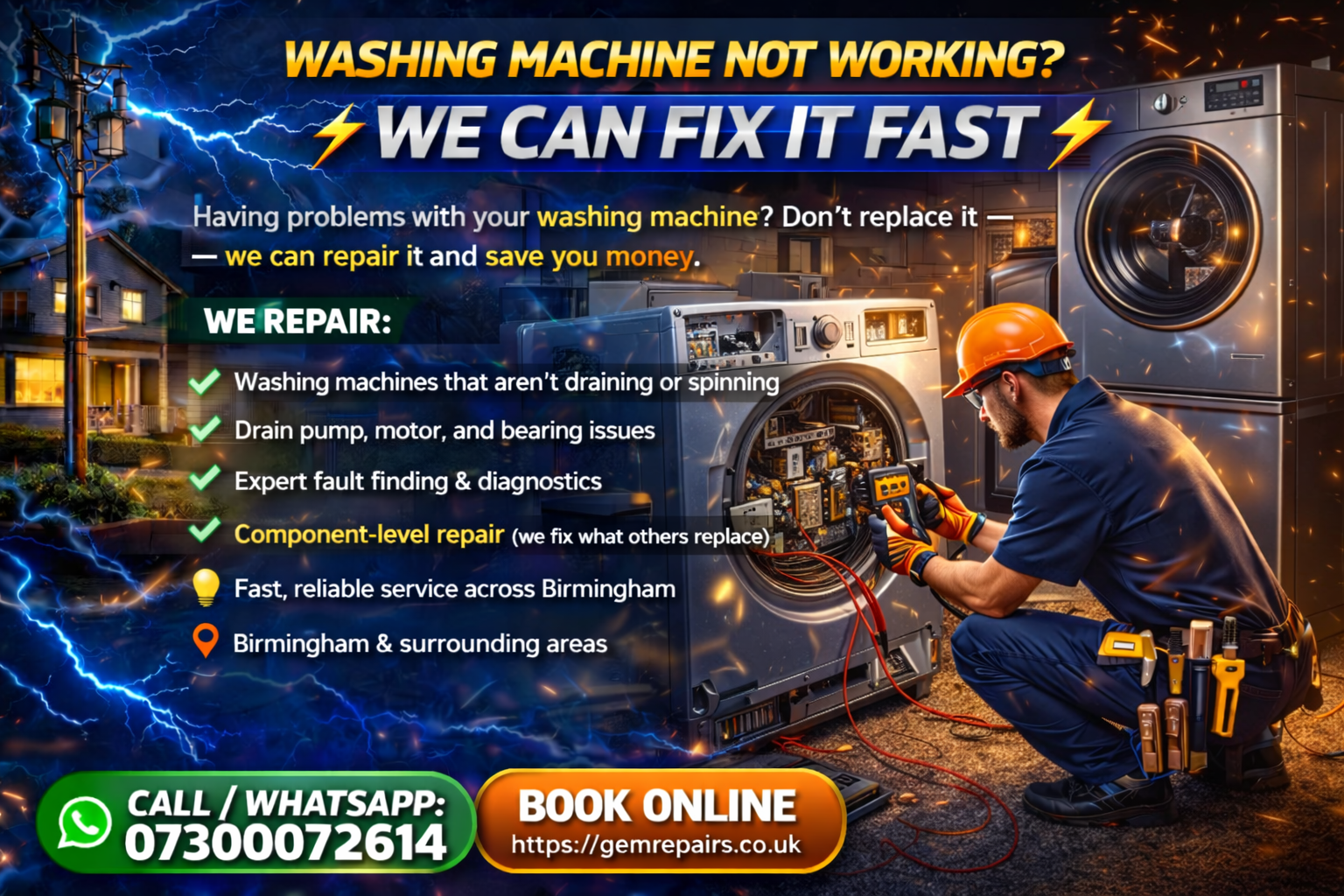 Washing machine repairs Birmingham and the West Midlands