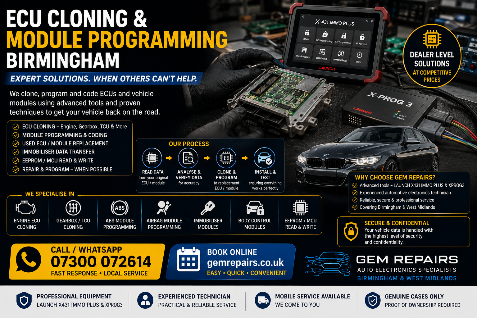ECU cloning and module programming Birmingham service