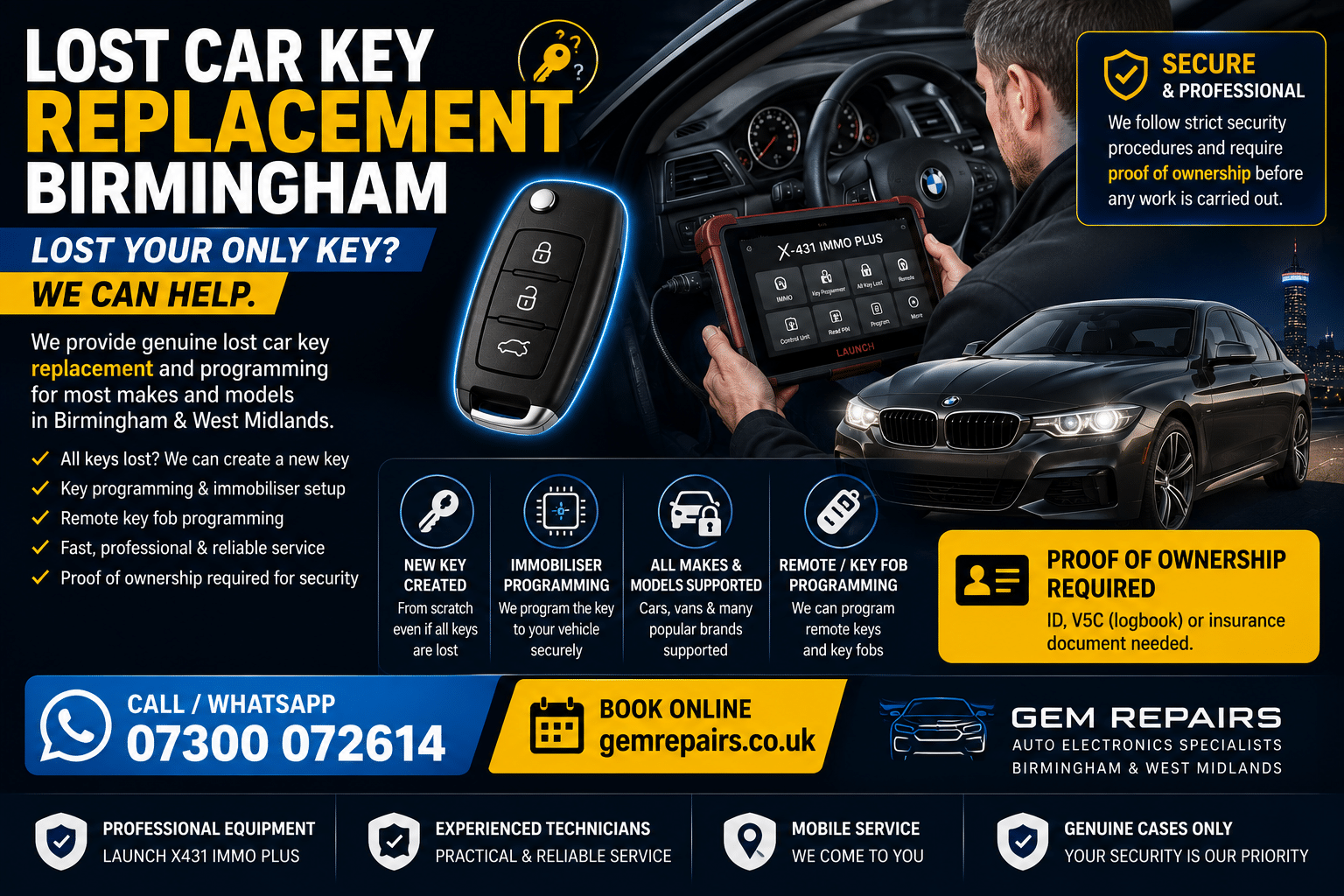 Lost car key replacement Birmingham service