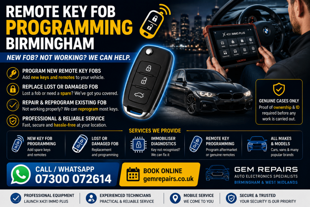 Remote key fob programming Birmingham service
