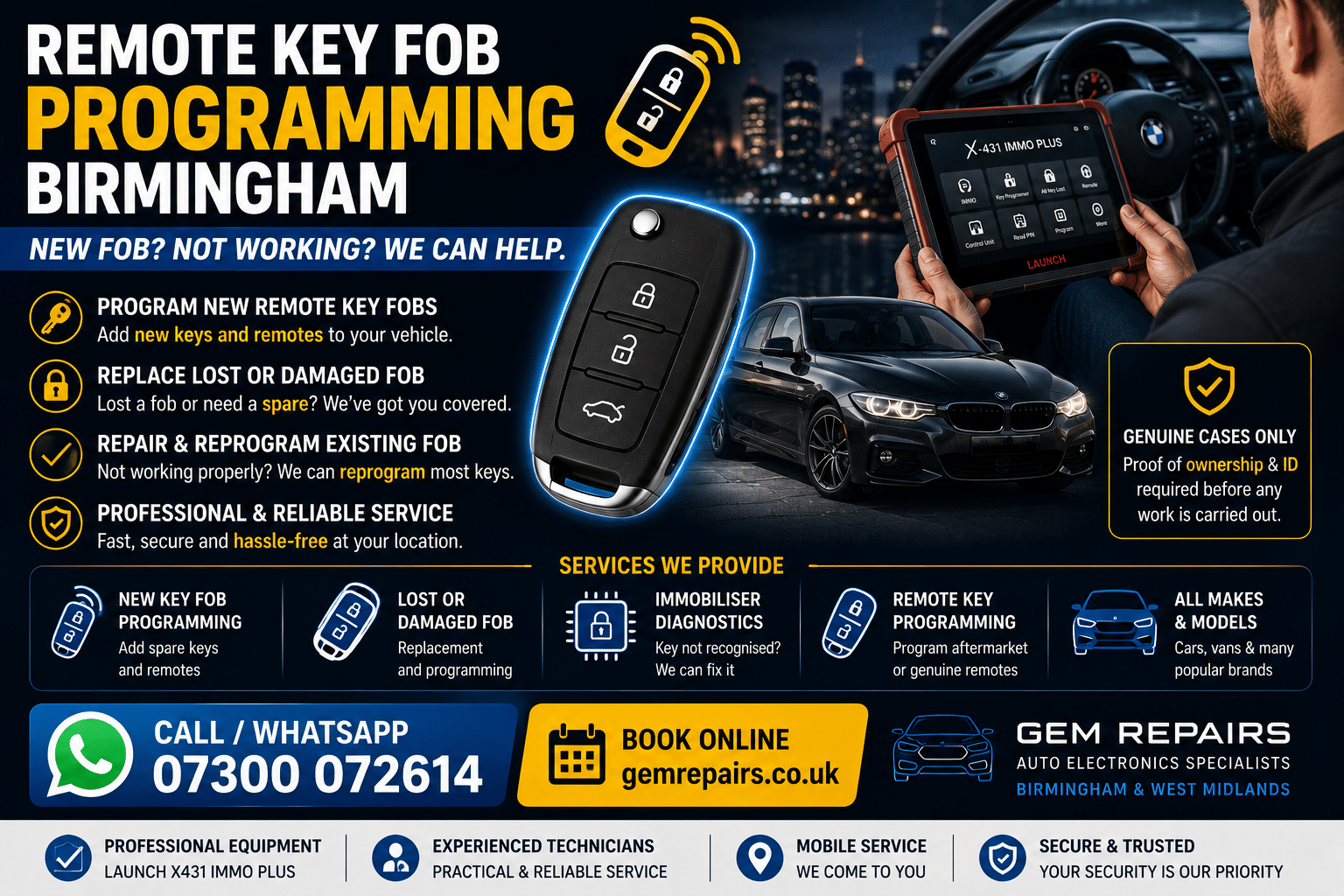 Remote key fob programming Birmingham service