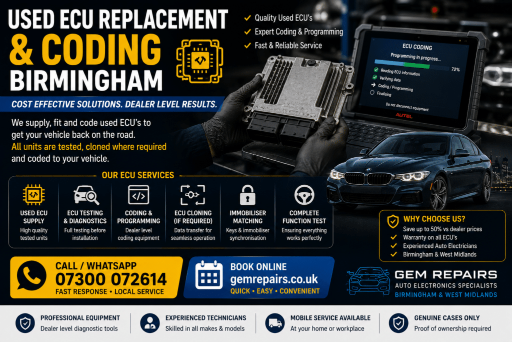 Used ECU replacement and coding Birmingham service