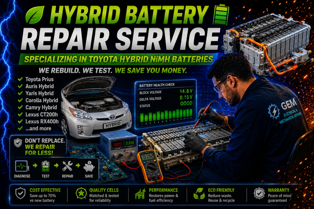 Hybrid battery repair service for Toyota and Lexus vehicles