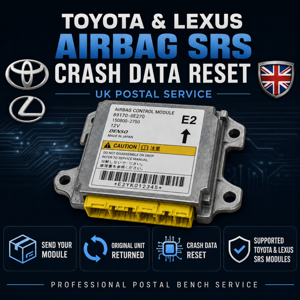 Toyota Lexus Airbag SRS Crash Data Reset Service postal bench service