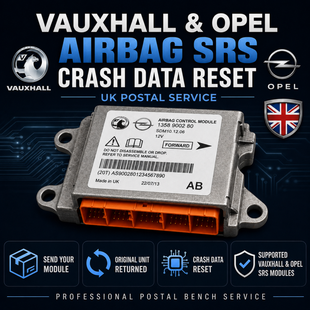 Vauxhall Opel Airbag SRS Crash Data Reset Service postal bench service
