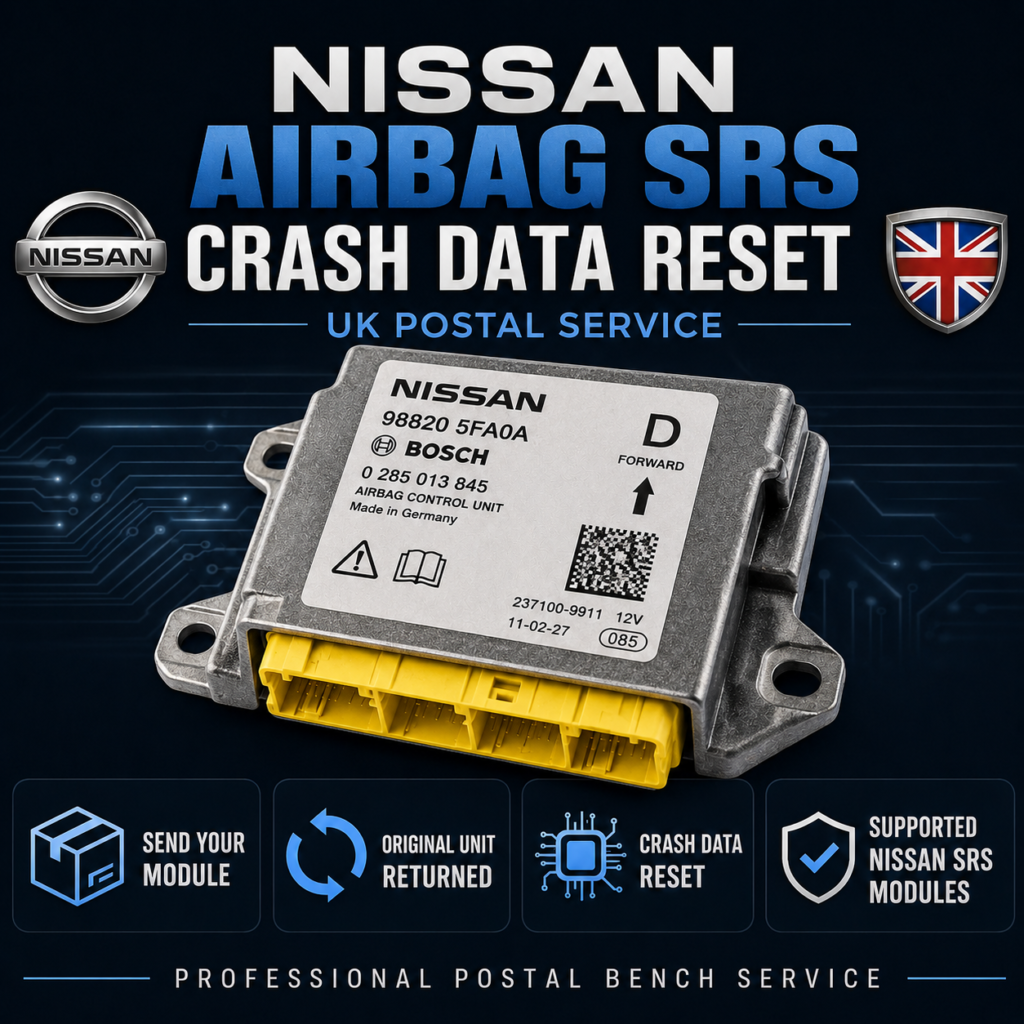 Nissan Airbag SRS Crash Data Reset Service postal bench service