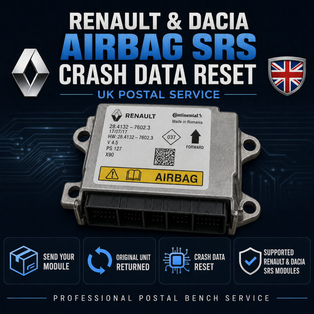 Renault Dacia Airbag SRS Crash Data Reset Service postal bench service