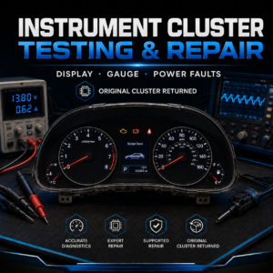 Automotive instrument cluster testing and supported repair service