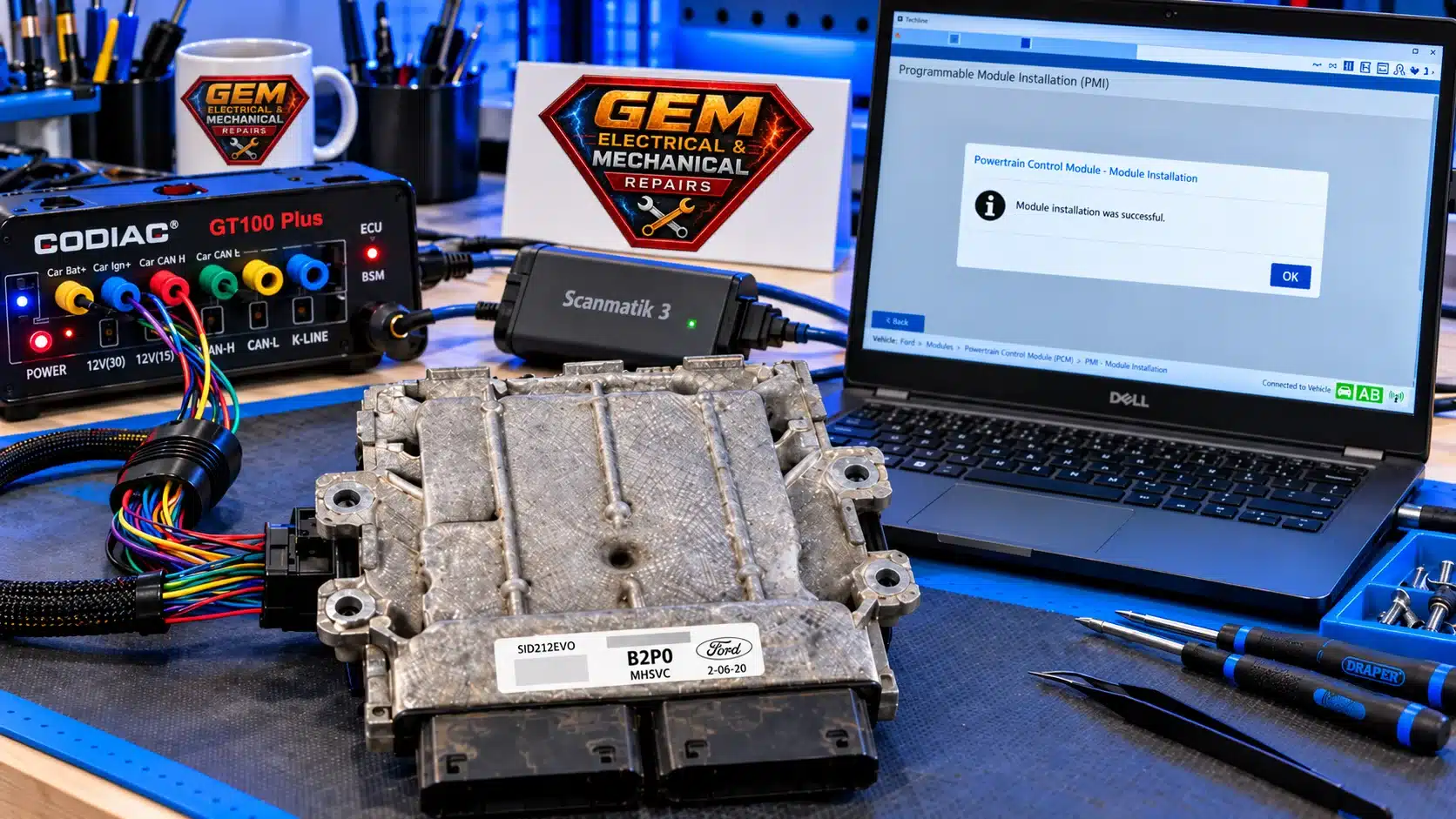 Ford SID212EVO ECU donor replacement and bench programming at GEM Electrical & Mechanical Repairs
