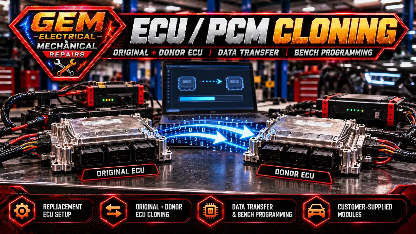 Original and donor ECU PCM cloning and data transfer service