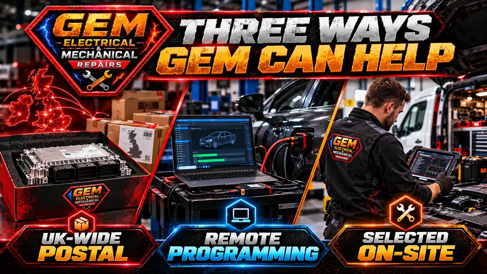 GEM UK-wide postal remote programming and selected on-site automotive electronics services