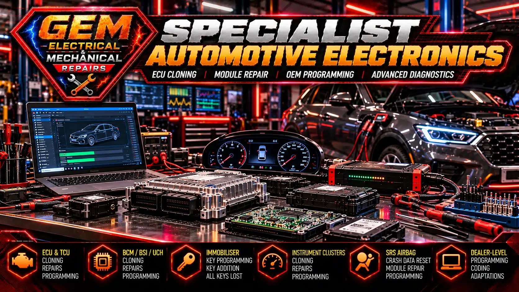 GEM specialist automotive electronics ECU module programming and repair services