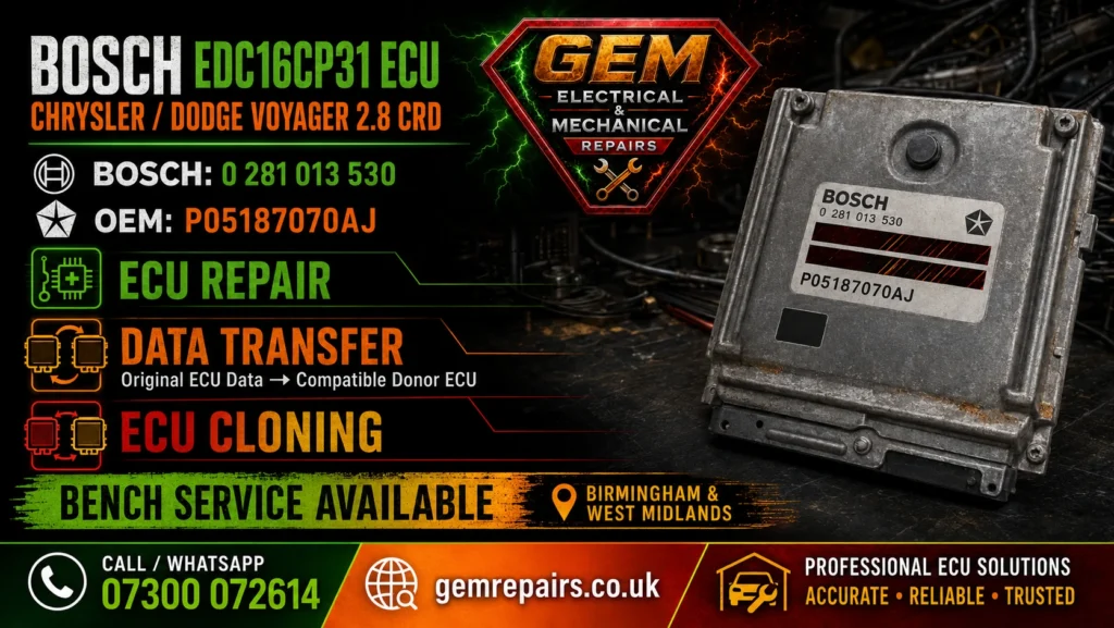 Bosch EDC16CP31 ECU Repair, Cloning & Data Transfer